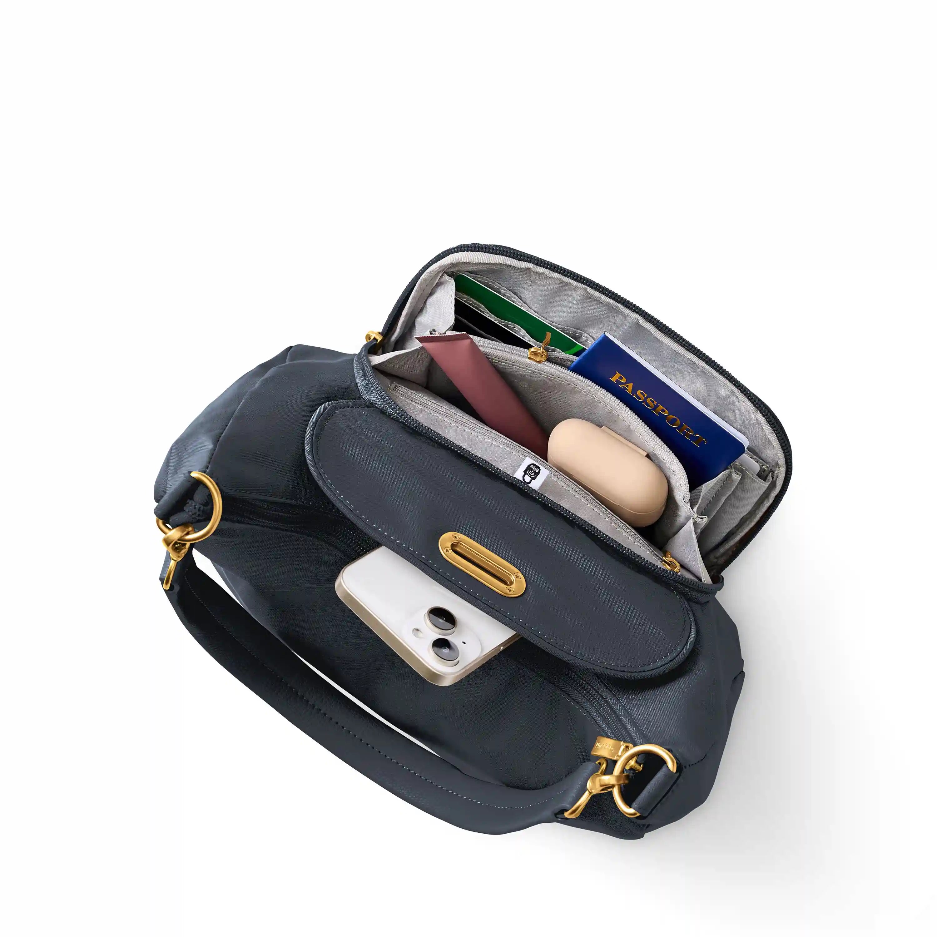 Coastal Flip Lock Half Moon Bag